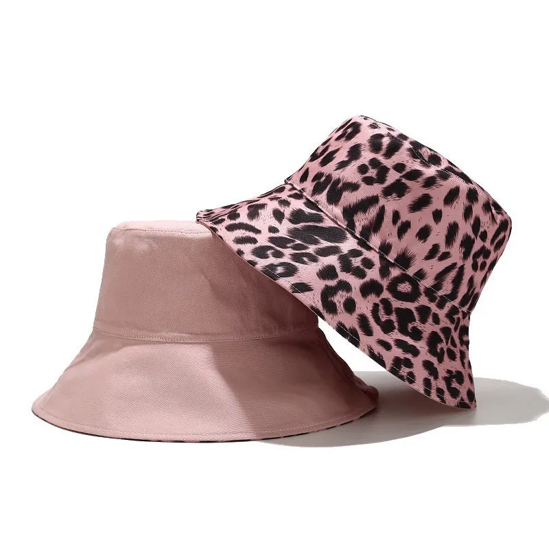 Leopard Fur Hat Sun Hat Retro Bucket Hat